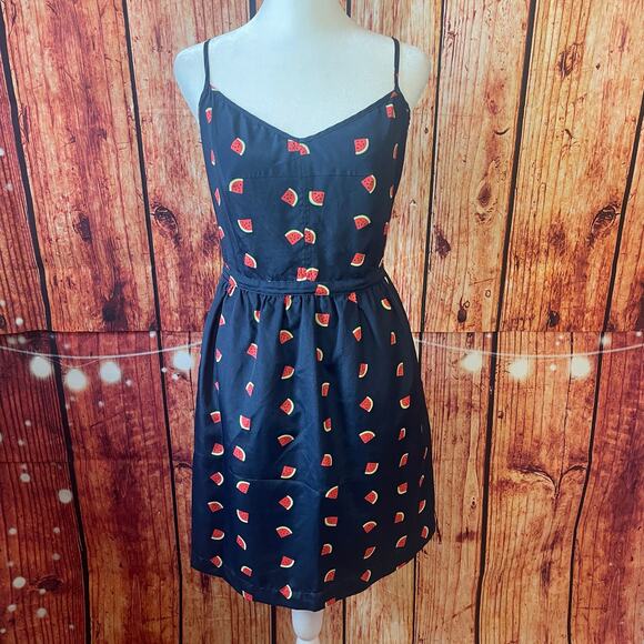 J.Crew watermelon dress navy size 14 polyester adjustable straps - Picture 2 of 7